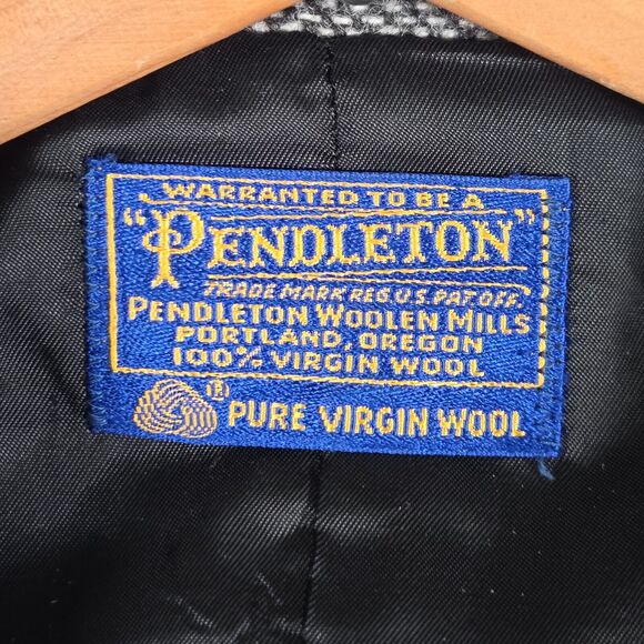 Vintage Pendleton Gray Tweed Wool Tweed Blazer Jacket Men’s 42L Elbow Patch - Picture 3 of 9